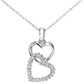 Interlocking Heart Shape Diamond Pendant in UK Hallmarked 9ct White Gold